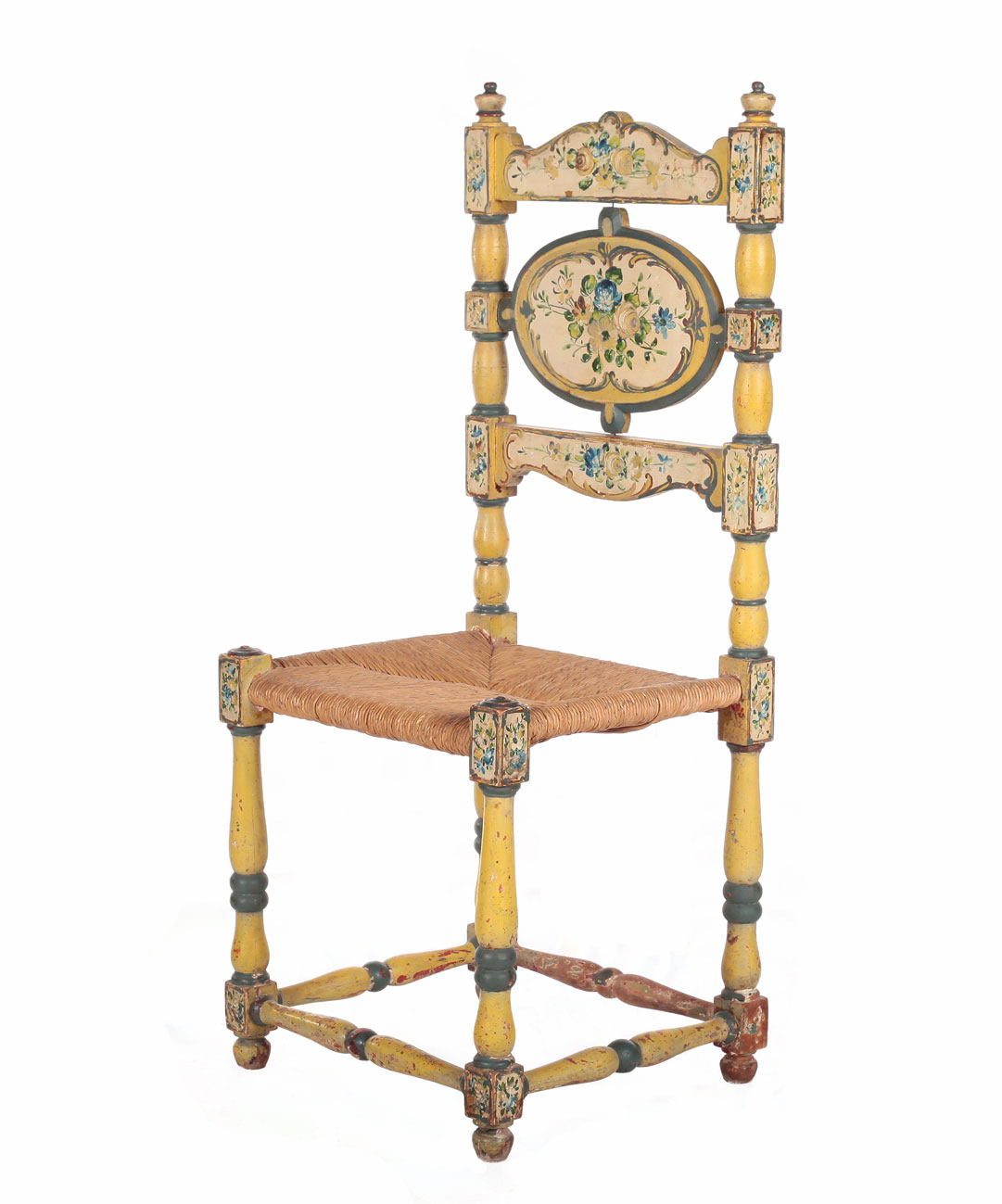 Antique Painted Chairs, Set Of Two - Antique Painted Chairs, Set Of Two