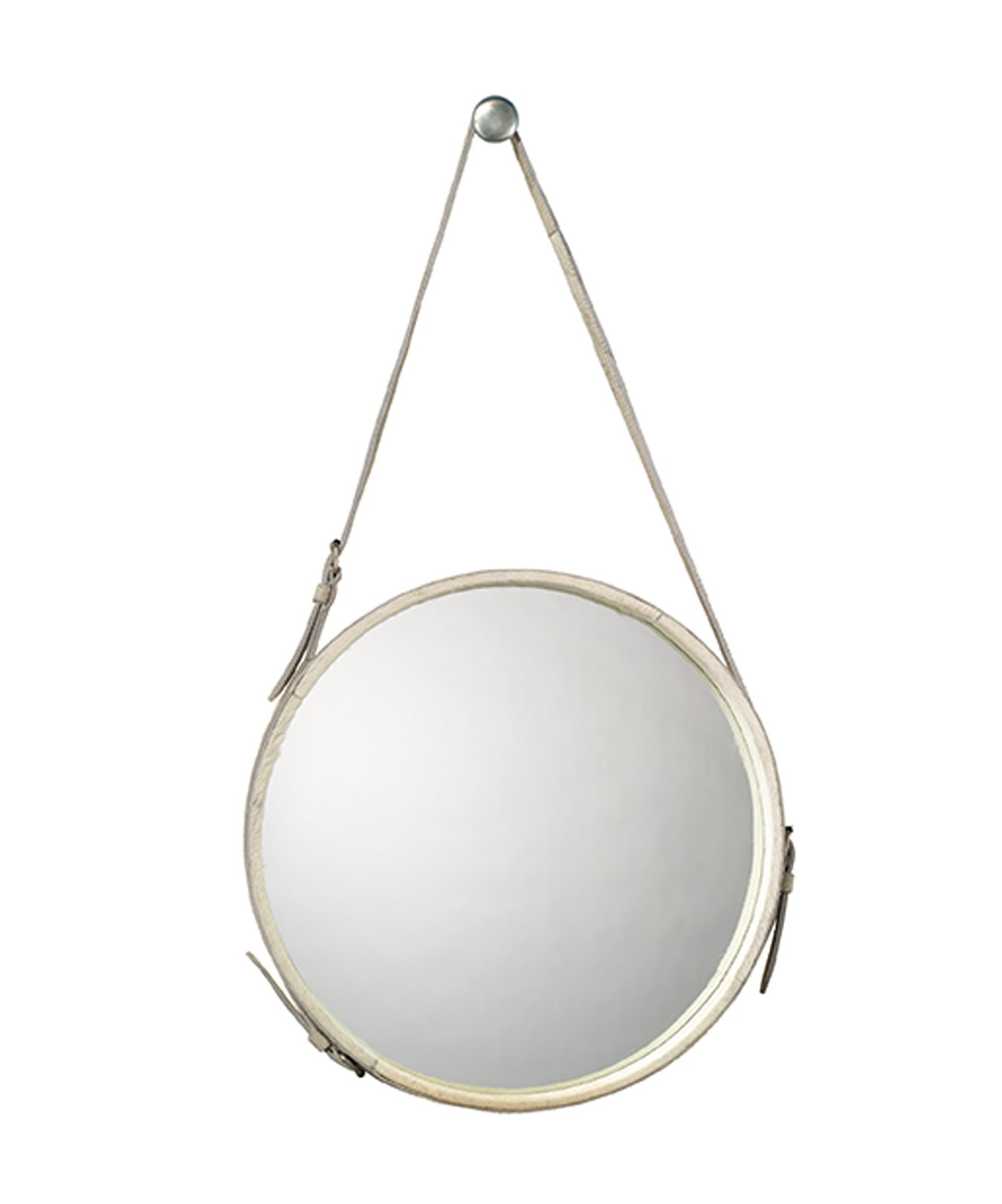 Jamie White Leather Mirror