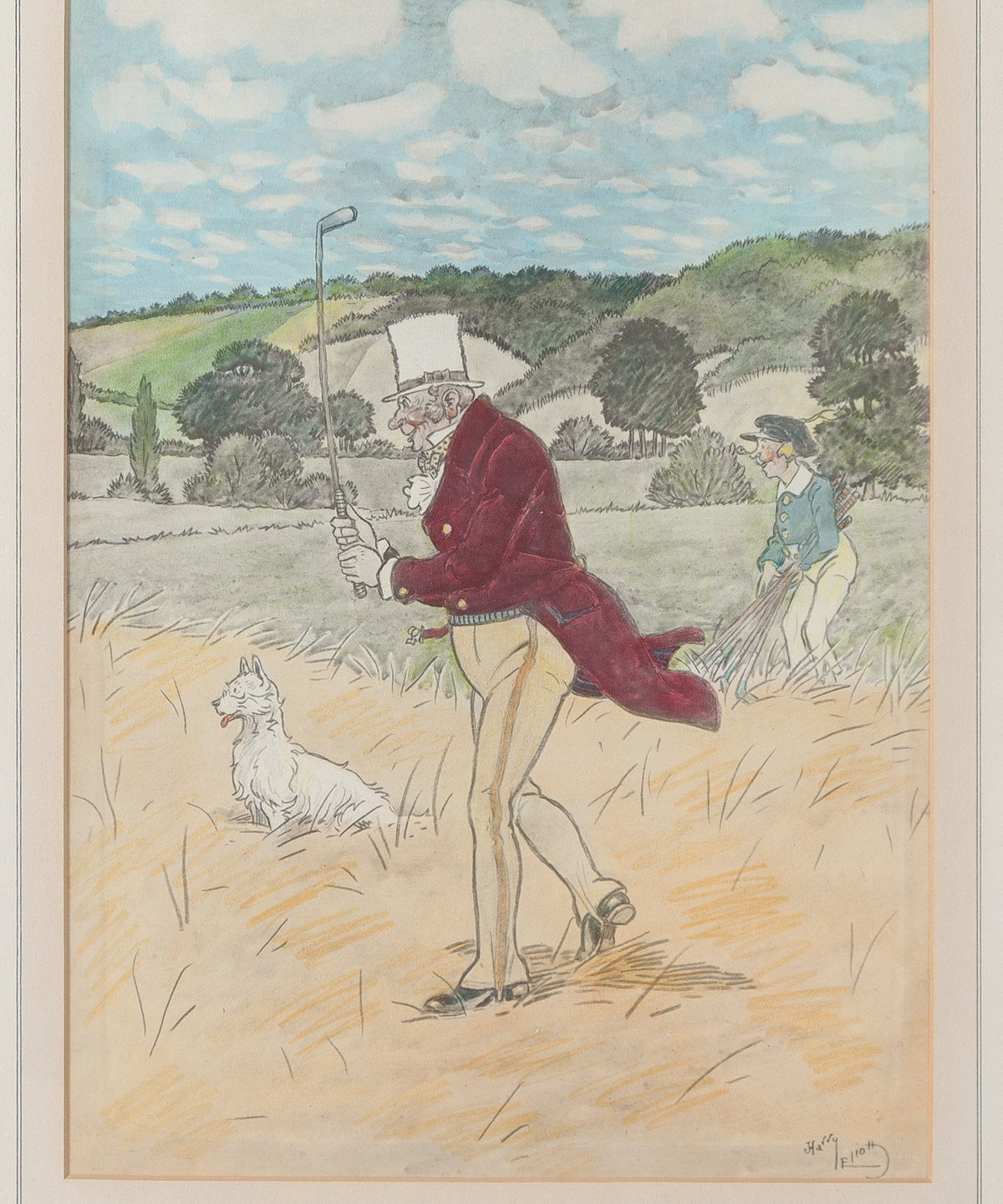 Golf Original Color Lithographs, Set of Two