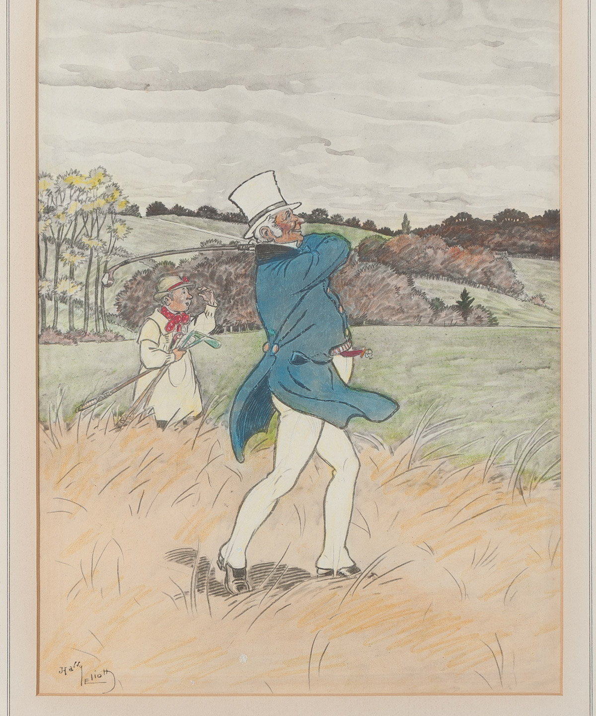 Golf Original Color Lithographs, Set of Two