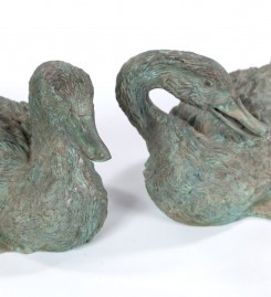 Brass Duck Sculptures, Set of Two