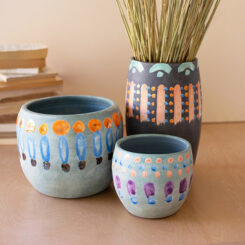 Kurtz Collection-Kalalou-Multicolor Ceramic Vase-Faux Floral