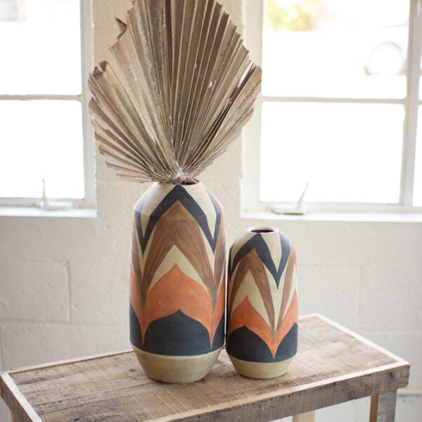 Kurtz Collection-Kalalou-Patterned Vase-Faux Florals