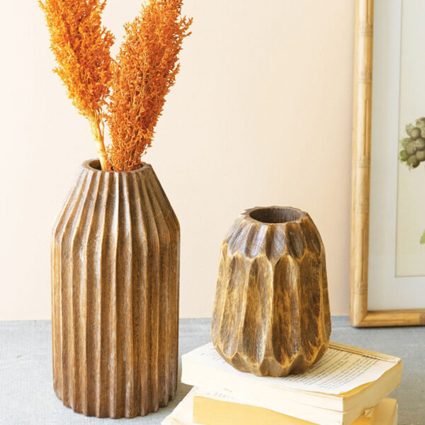 GE33778-Kalalou-Wooden Carved Vases