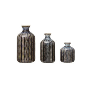 Creative Co op-Embossed Stoneware Vases