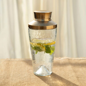 Textured Glass and Brass Cocktail Shaker