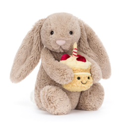 Bashful Beige Bunny "Birthday" Stuffed Animal