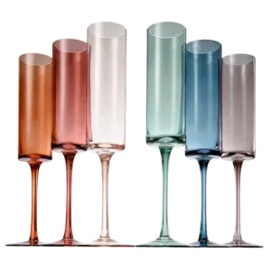 Champagne Glass Muted Rainbow Colors Assorted