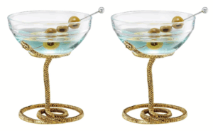 Snake Serpent Cocktail & Martini Glass SET of 2