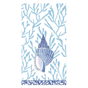 Shel Toile Blue Guest Towel