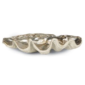 Ambered Silver Leaf Clam Bowl